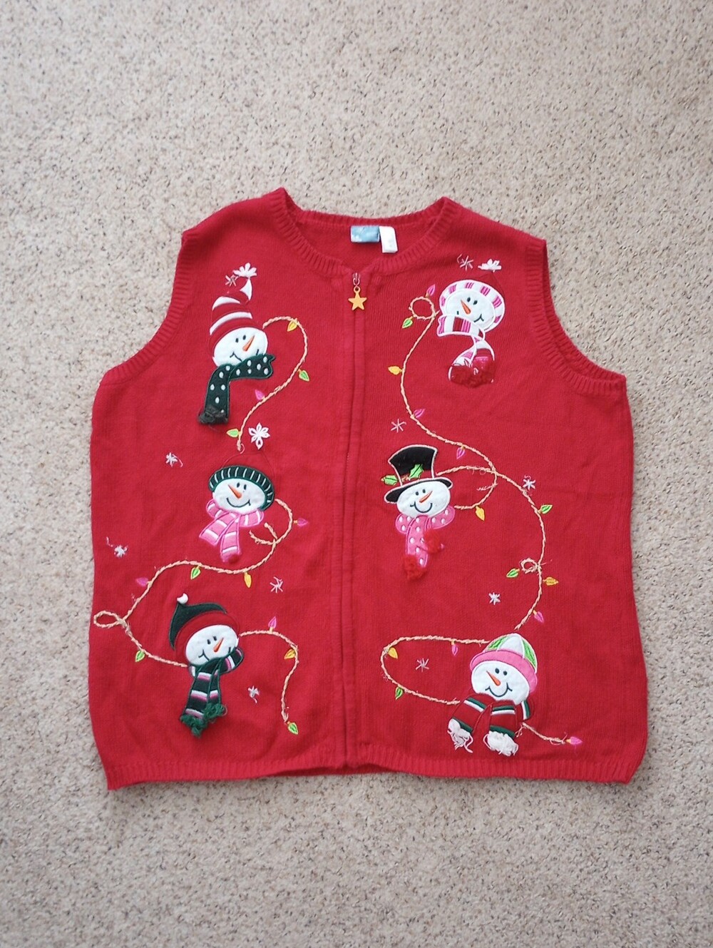 Christmas Snowman Red Vest Holiday Editions Size 1X